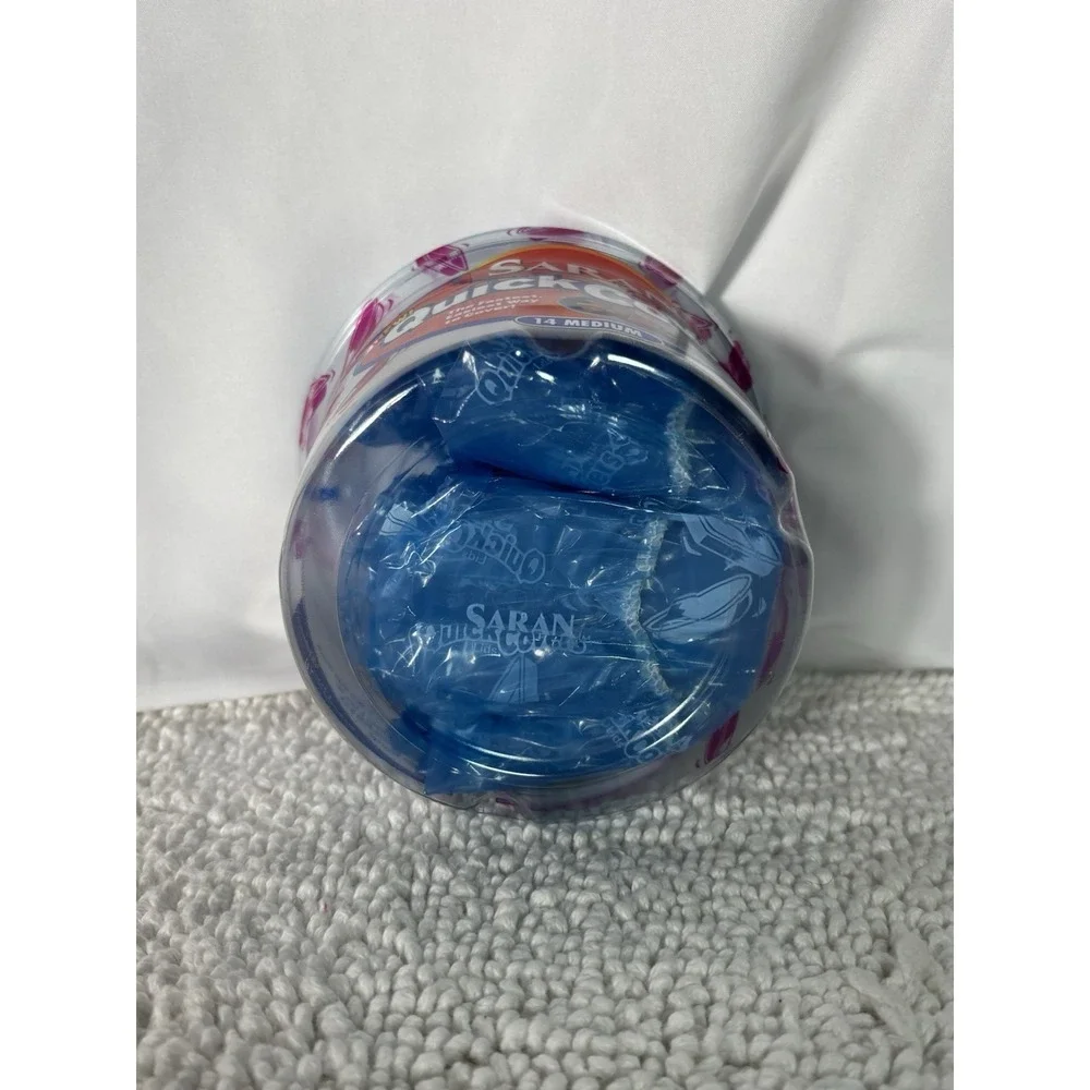 Saran Quick Covers Lids 14 Medium Blue Plastic 14-1/8 inch diameter